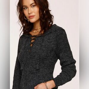 HEARTLOOM Eren Charcoal Knit Pullover hoodie